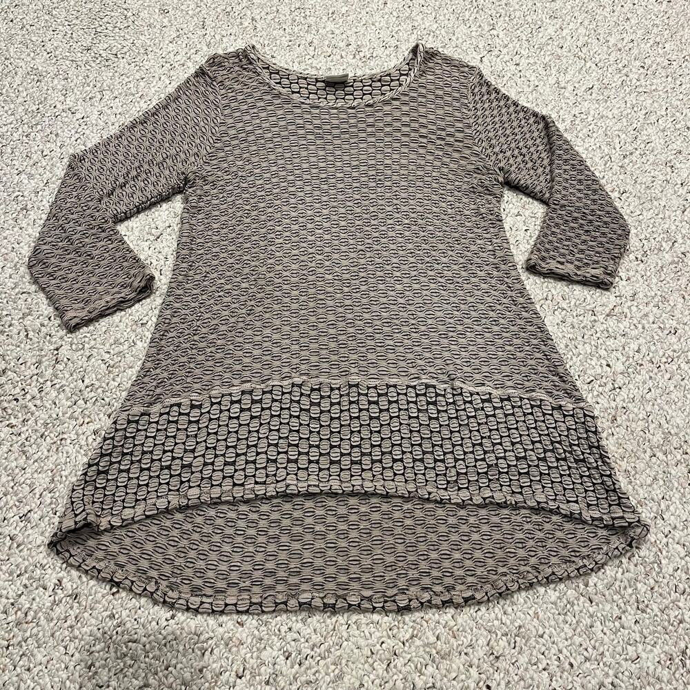 Color Me Cotton Textured Tunic Top M Tan Black Legenlook Artsy Casual